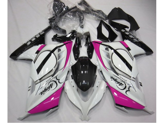13-18 Blanco Brillante & Rosa Ninja 300 Carenado