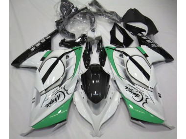 13-18 Blanco Brillante & Verde Ninja 300 Carenado