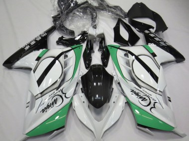 13-18 Blanco Brillante & Verde Ninja 300 Carenado
