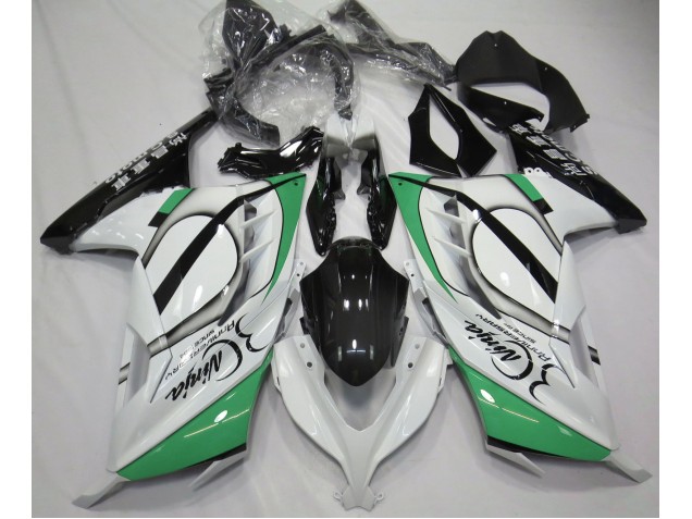 13-18 Blanco Brillante & Verde Ninja 300 Carenado