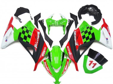 13-18 Cuadros Rojos & Negros Brillantes Ninja 300 Carenado