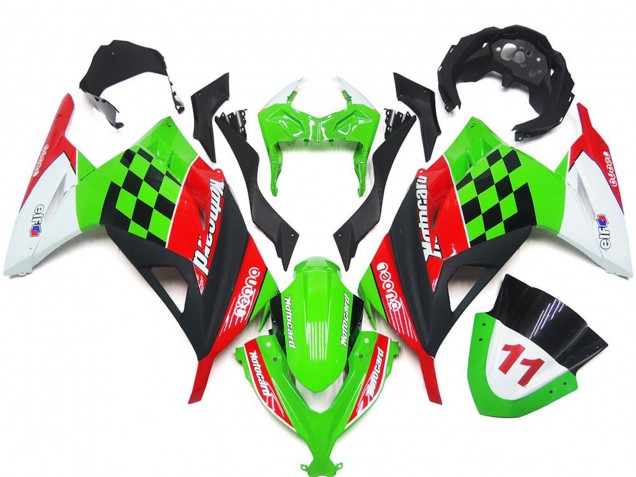 13-18 Cuadros Rojos & Negros Brillantes Ninja 300 Carenado 13-18 Cuadros Rojos & Negros Brillantes Ninja 300 Carenado