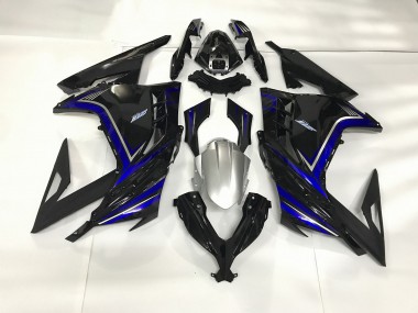 13-18 Negro Brillante & Azul Ninja 300 Carenado