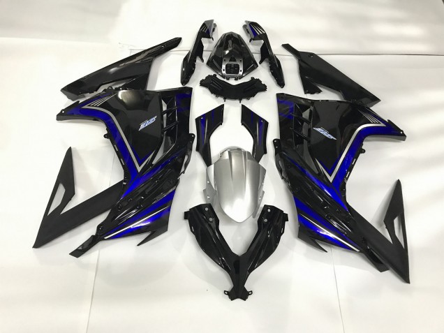 13-18 Negro Brillante & Azul Ninja 300 Carenado