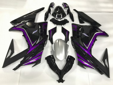 13-18 Negro Brillante & Morado Ninja 300 Carenado