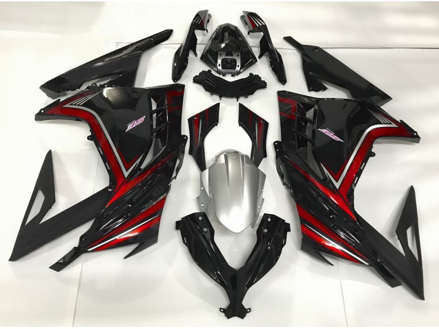 13-18 Negro Brillante & Rojo Ninja 300 Carenado 13-18 Negro Brillante & Rojo Ninja 300 Carenado