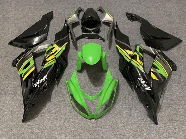 13-18 Negro Brillante & Verde Racing ZX6R Carenado