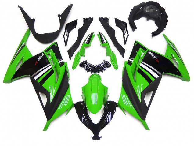 13-18 Verde Blanco & Negro Brillo Ninja 300 Carenado 13-18 Verde Blanco & Negro Brillo Ninja 300 Carenado