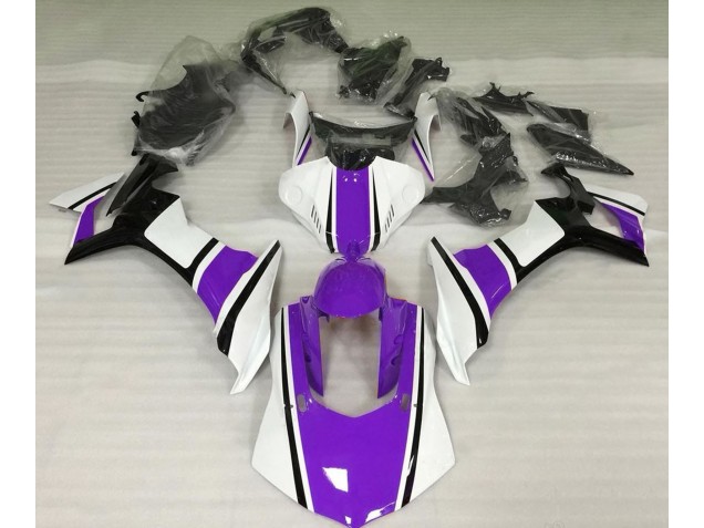 15-19 Blanco Brillante Morado & Negro R1 Carenado 15-19 Blanco Brillante Morado & Negro R1 Carenado
