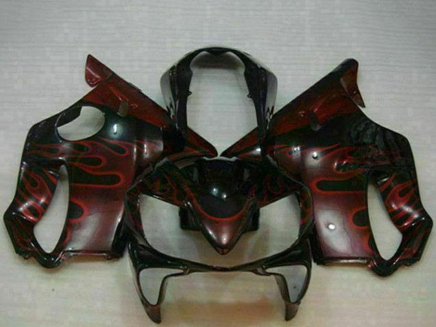 Carenados Moto Honda CBR600 F4i 2004-2007 - Negro Brillante Rojo Llama