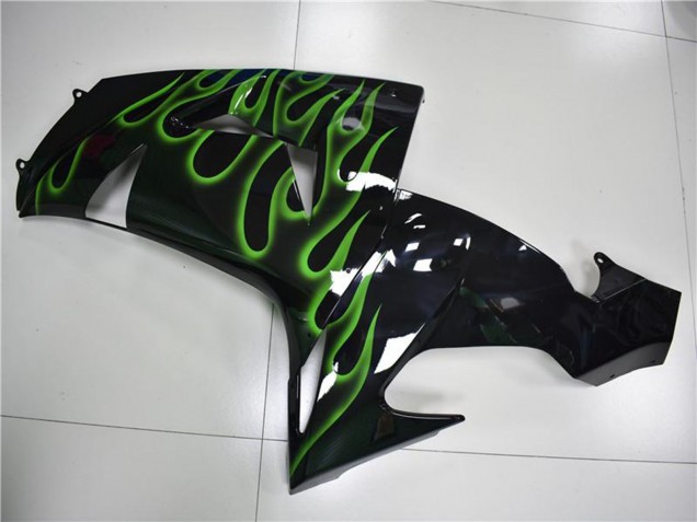 Carenados Moto Kawasaki ZX10R 2006-2007 - Negro Brillante Verde Llama