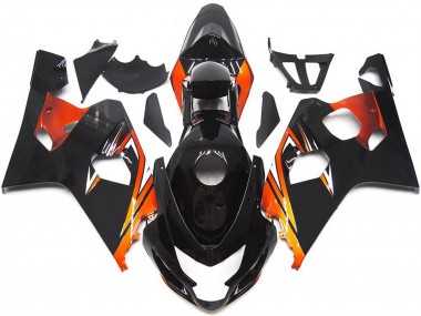 Carenados Moto Suzuki GSXR 600 / GSXR 750 2004-2005 - Negro Brillante Naranja OEM Estilo