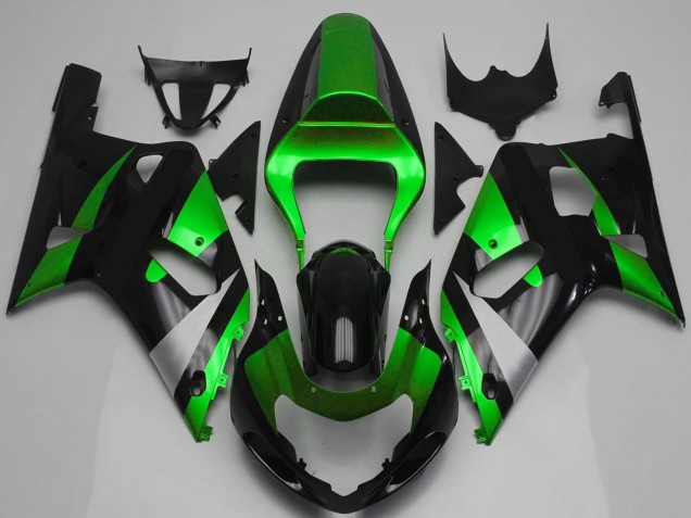 Carenado Moto Suzuki GSXR 600 / GSXR 750 2001-2003 - Verde Plata Negro Brillante