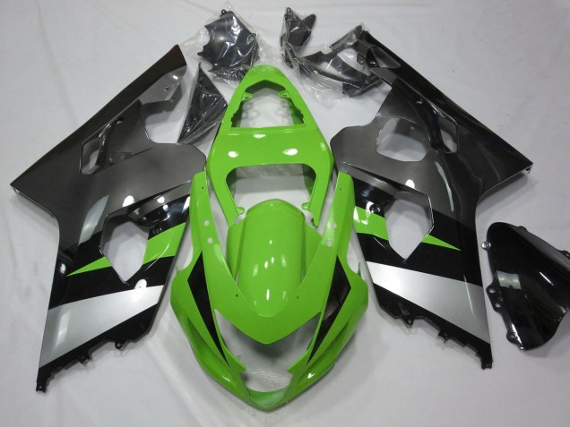 Carenado Moto Suzuki GSXR 600 / GSXR 750 2004-2005 - Verde Plata Negro Brillante