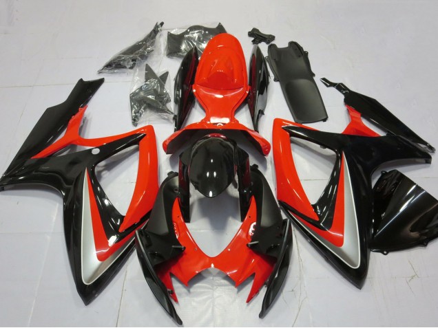 Carenados Moto Suzuki GSXR 600 / GSXR 750 2006-2007 - Rojo Plata Negro Brillante
