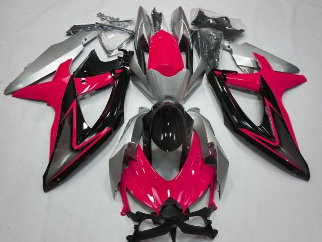 Carenados Moto Suzuki GSXR 600 / GSXR 750 2008-2010 - Plata Rojo Negro Brillante