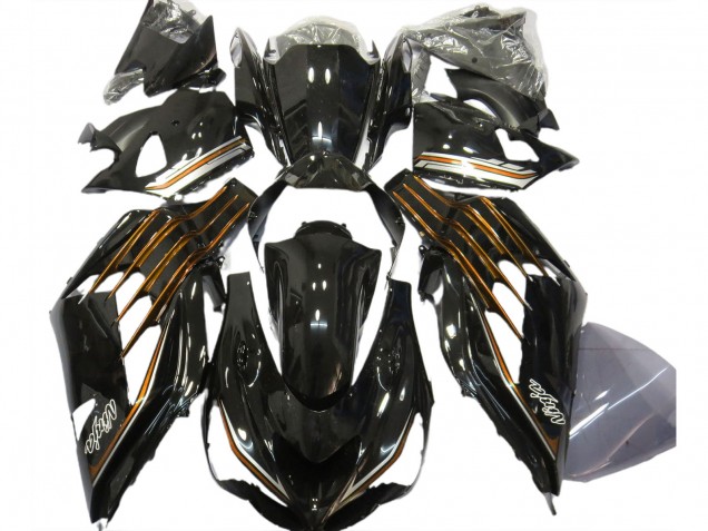 Carenados Moto Kawasaki ZX14R ZZR1400 2012-2024 - Negro Brillante Naranja