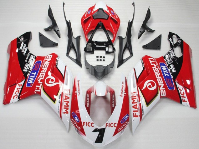 Carenados Moto Ducati 848 1098 1198 2007-2014 - Blanco Rojo Azul Negro Brillante Ficc Fiamm 7