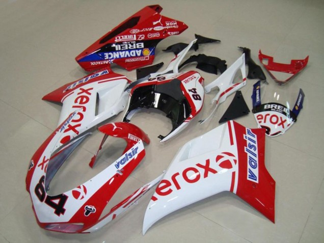 Carenados Moto Ducati 848 1098 1198 2007-2014 - Blanco Rojo Azul Negro Brillante Valsir Xerox 84