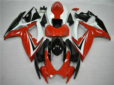 Carenados Moto Suzuki GSXR 600/750 2006-2007 - Blanco Rojo Negro Brillante Raya