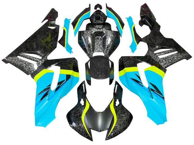 Carenados Moto Honda CBR1000RR-R 2020-2023 - Azul Claro Amarillo Negro Falsificado FibraCarbono