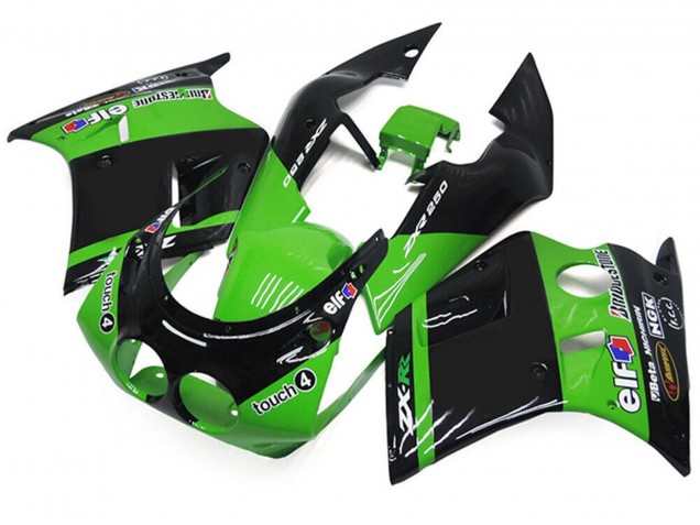Carenados Moto Kawasaki ZXR250 1989-1990 - Verde Negro Brillante Elf Touch4 Bridgestone
