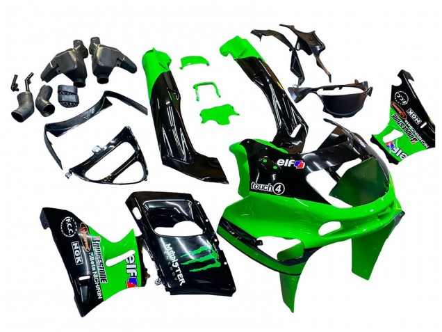 Carenados Moto Kawasaki ZZR600 1998-2003 - Verde Negro Monstruo Elf