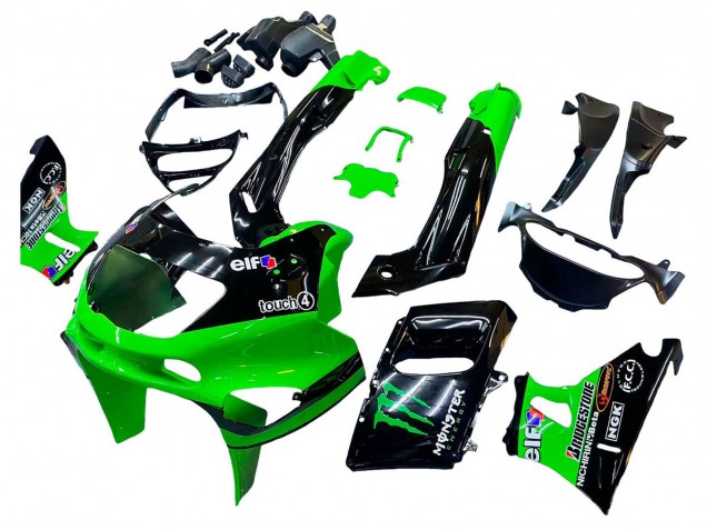 Carenados Moto Kawasaki ZZR600 1998-2003 - Verde Negro Monstruo Elf