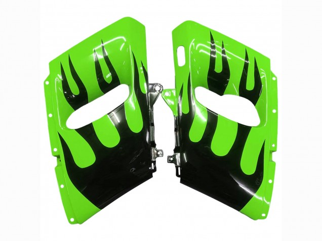 Carenados Moto Kawasaki ZZR600 1998-2003 - Verde Negro Brillante Llama