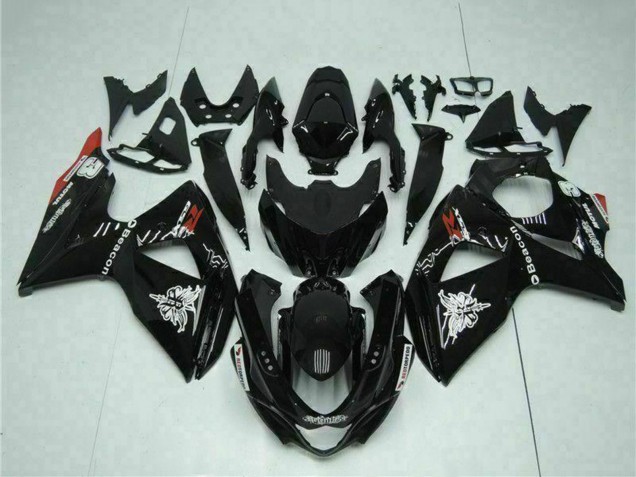 Carenados Moto Suzuki GSXR 1000 2009-2016 - Negro Brillante Rojo Faro Motul