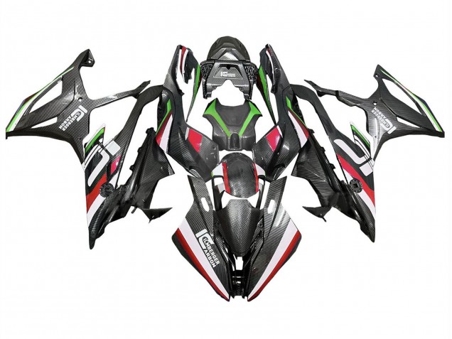 Carenados Moto BMW S1000RR 2019-2022 - Negro Rojo Verde FibraCarbono