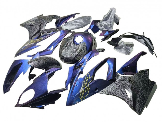Carenados Moto BMW S1000RR 2015-2016 - Gradiente Púrpura Azul Falsificado FibraCarbono