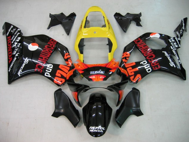 Carenado Moto Honda CBR900RR 954 2002-2003 - Amarillo Rojo Negro Brillante Repsol Rossi