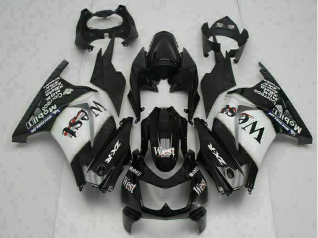 Carenados Moto Kawasaki EX250 2008-2012 - Negro Brillante Blanco West