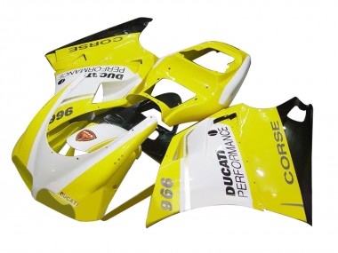 Carenado Moto Ducati 996 1993-2005 - Blanco Amarillo Negro Brillante Corse Performance