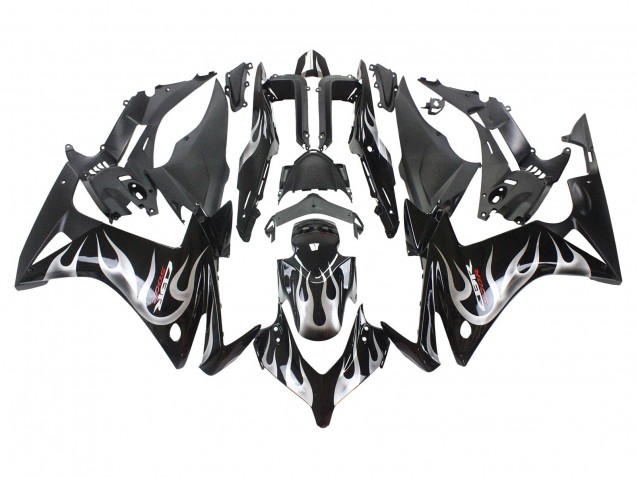 Carenados Moto Honda CBR500R 2013-2015 - Negro Brillante Plata Llama