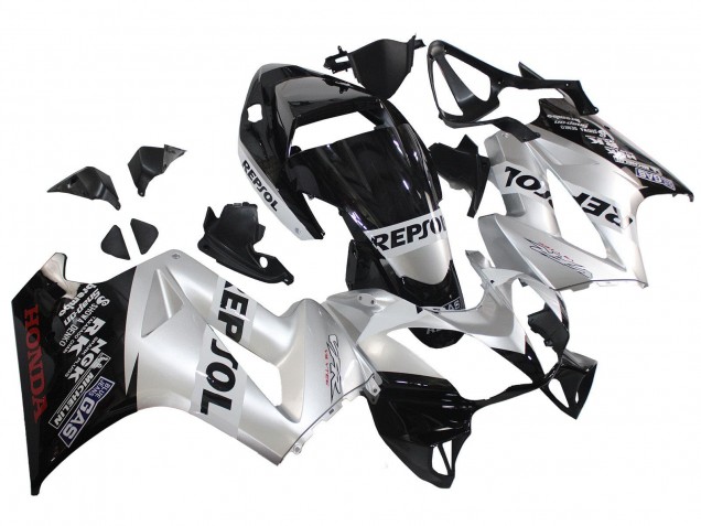 Carenados Moto Honda VFR 800 2002-2013 - Plata Negro Brillante Repsol