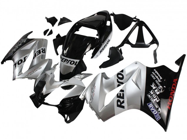 Carenados Moto Honda VFR 800 2002-2013 - Plata Negro Brillante Repsol