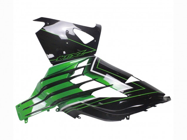 Carenados Moto Kawasaki ZX14R ZZR1400 2012-2024 - Verde Negro Brillante Raya
