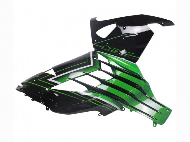 Carenados Moto Kawasaki ZX14R ZZR1400 2012-2024 - Verde Negro Brillante Raya