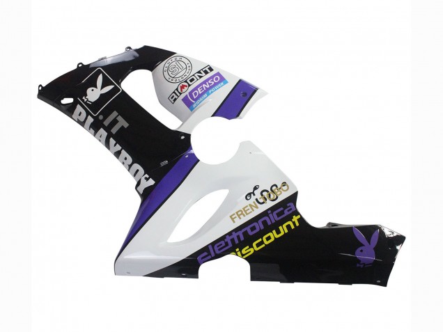 Carenados Moto Kawasaki ZX6R 2005-2006 - Blanco Púrpura Negro Rizoma Playboy DENSO