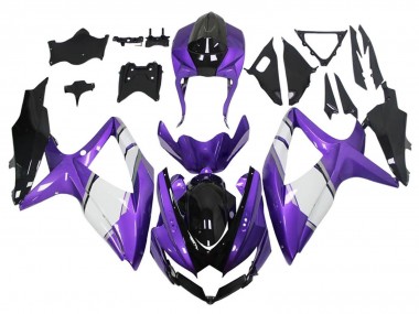 Carenados Moto Suzuki GSXR 600 / GSXR 750 2008-2010 - Púrpura Blanco Negro Brillante