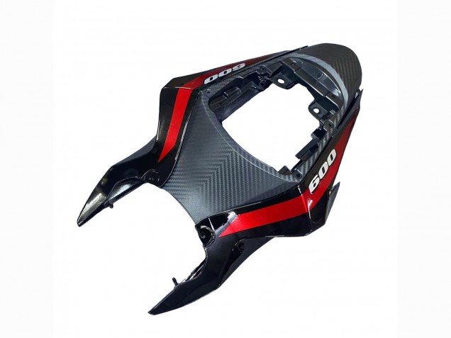 Carenados Moto Suzuki GSXR 600 / GSXR 750 2011-2024 - Negro Brillante Falsificado FibraCarbono Plata Rojo