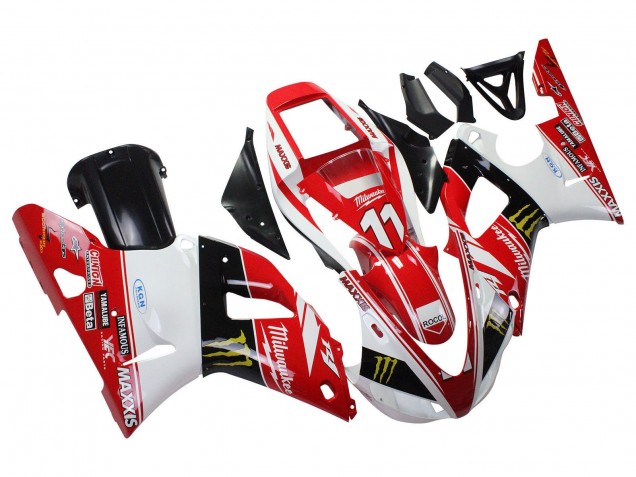 Carenados Moto Yamaha YZF 1000 R1 1998-1999 - Rojo Blanco Negro Amarillo Monstruo Milwaukee MAXXIS 11