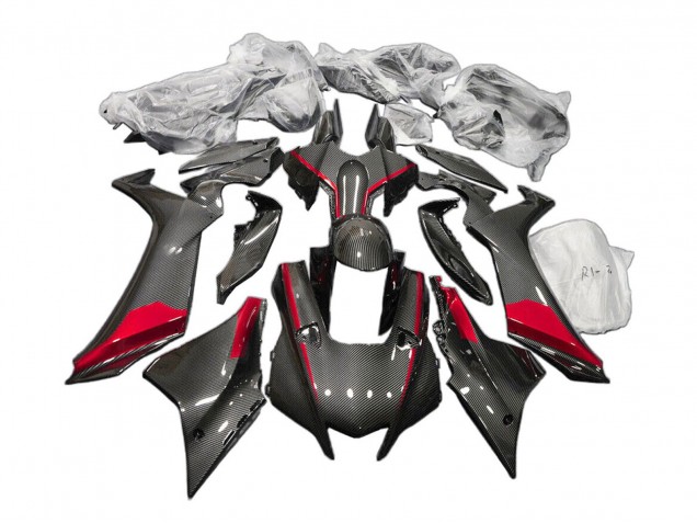Carenados Moto Yamaha YZF 1000 R1 2020-2025 - Negro FibraCarbono Rojo