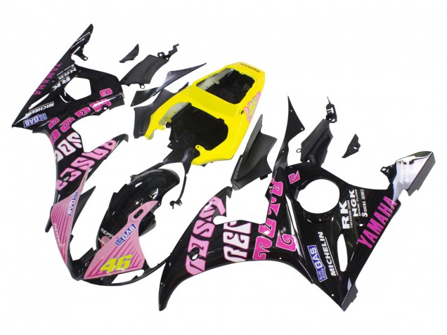Carenados Moto Yamaha YZF R6S 2006-2009 - Amarillo Rosa Negro Brillante Rossi Repsol 46