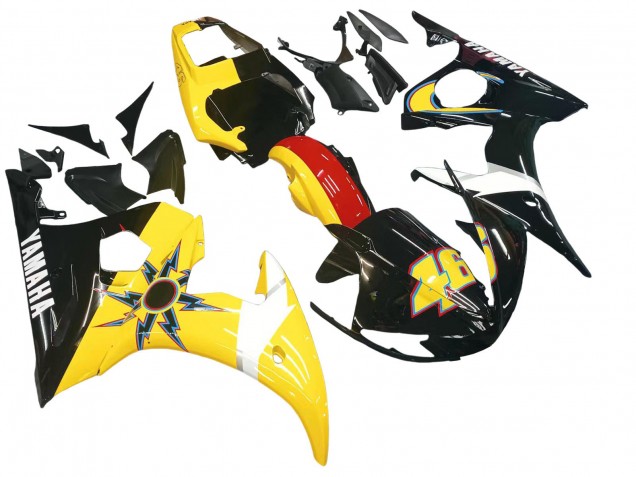 Carenados Moto Yamaha YZF 600 R6 2005 - Negro Amarillo Rojo 46