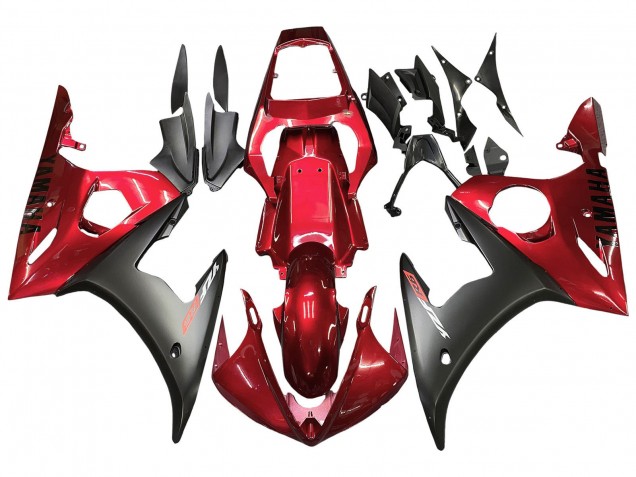 Carenado Moto Yamaha YZF 600 R6 2005 - Rojo Negro Mate