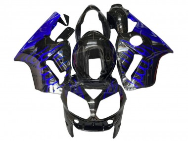 Carenados Moto Kawasaki ZX12R 2000-2001 - Negro Brillante Azul Llama