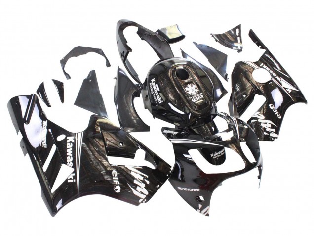 Carenados Moto Kawasaki ZX12R 2000-2001 - Negro Brillante Blanco Elf Nieve
